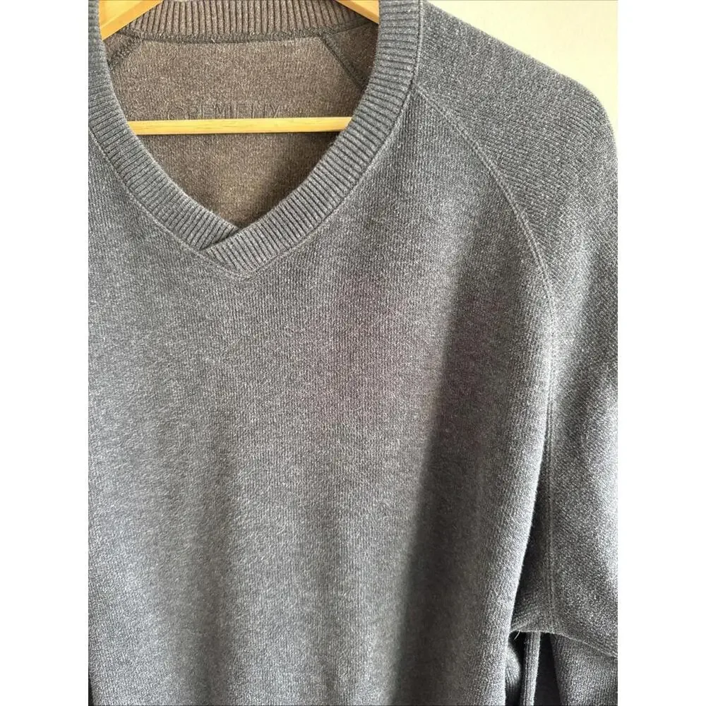 Cremieux V-Neck Knit‎ Mens XL Grey Long Sleeve Dark Academia Preppy Minimalist